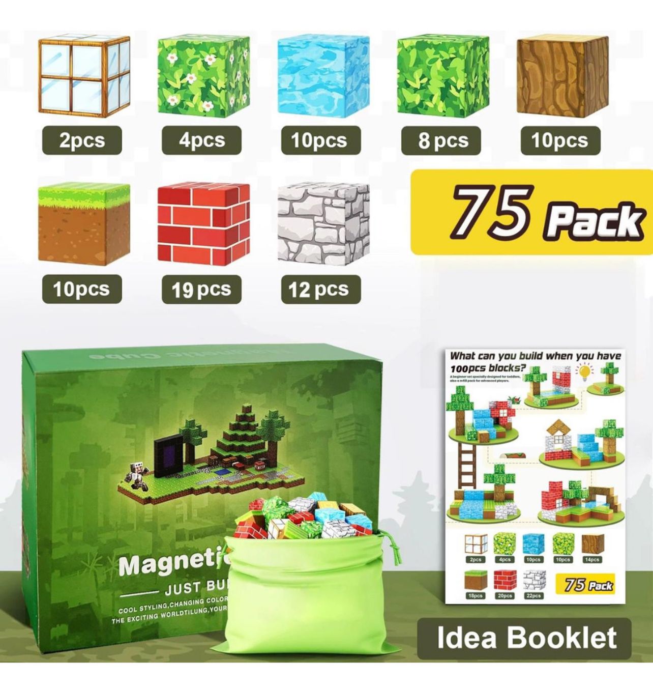 Bloques magnéticos minecraft - 75 Pcs