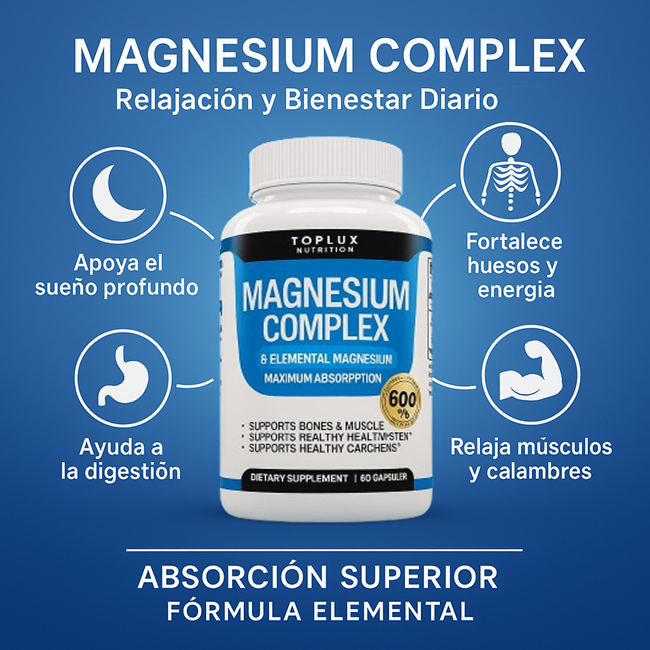 Magnesium Complex 600mg – Para estrés, calambres y mal dormir